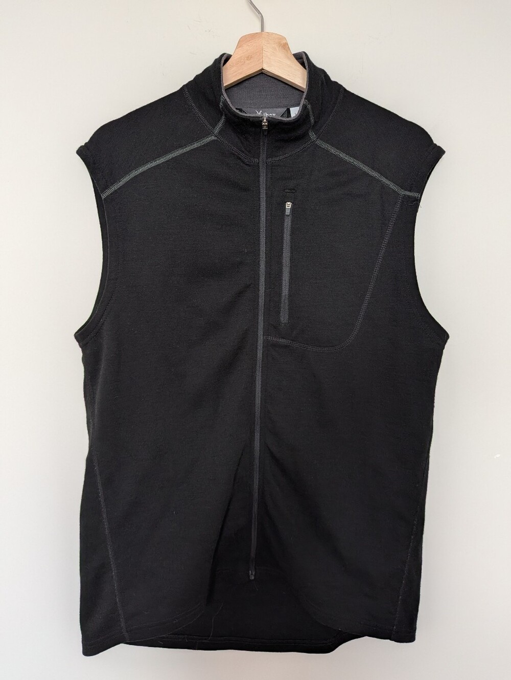 ibex Black 100% Merino Wool Sleeveless Zip Vest - Men's Size L